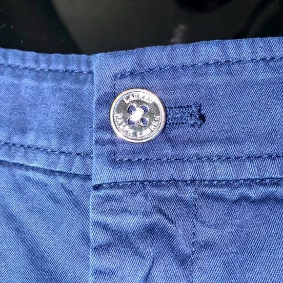 Lauren Ralph Lauren 100% Cotton Navy Blue Shorts Women Size 10 - Picture 3 of 9